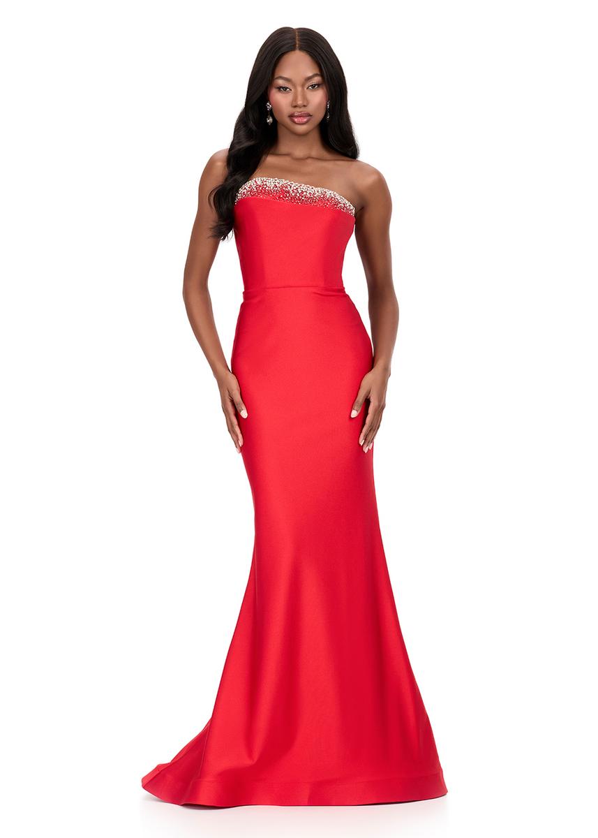 ASHLEYlauren Asymmetrical Bodice Prom Dress 12163