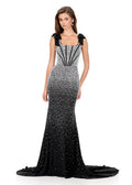 ASHLEYlauren Beaded Corset Bow Prom Dress 12179
