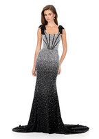 ASHLEYlauren Beaded Corset Bow Prom Dress 12179