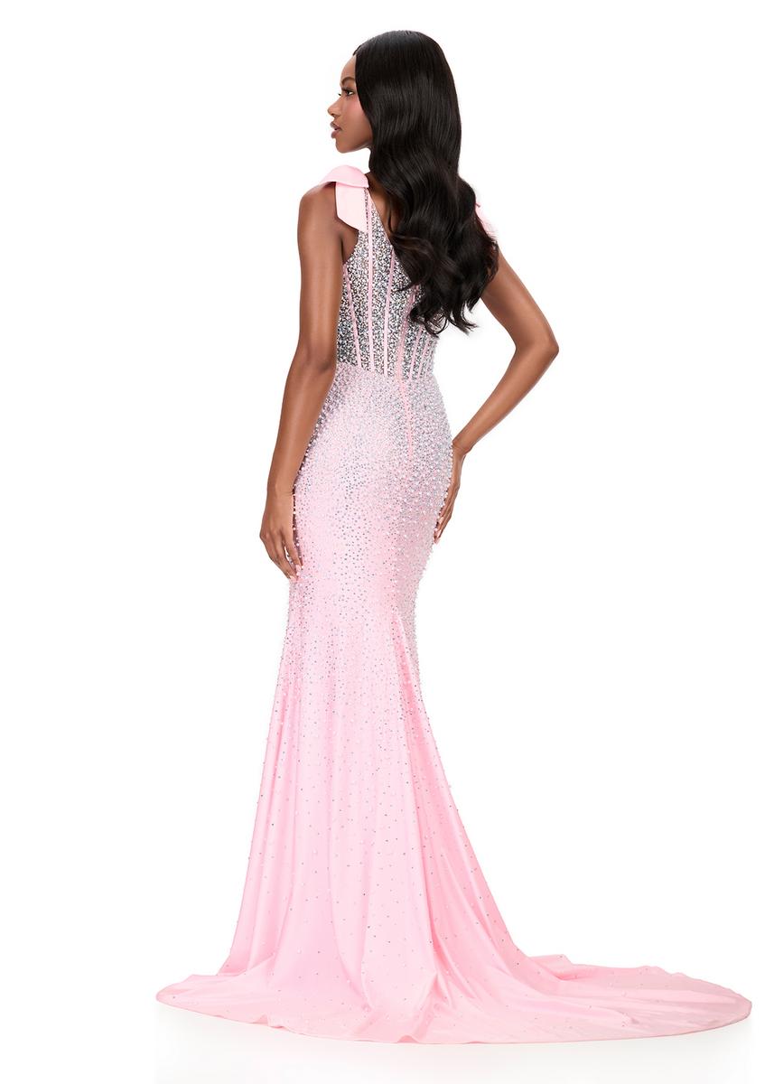 ASHLEYlauren Beaded Corset Bow Prom Dress 12179