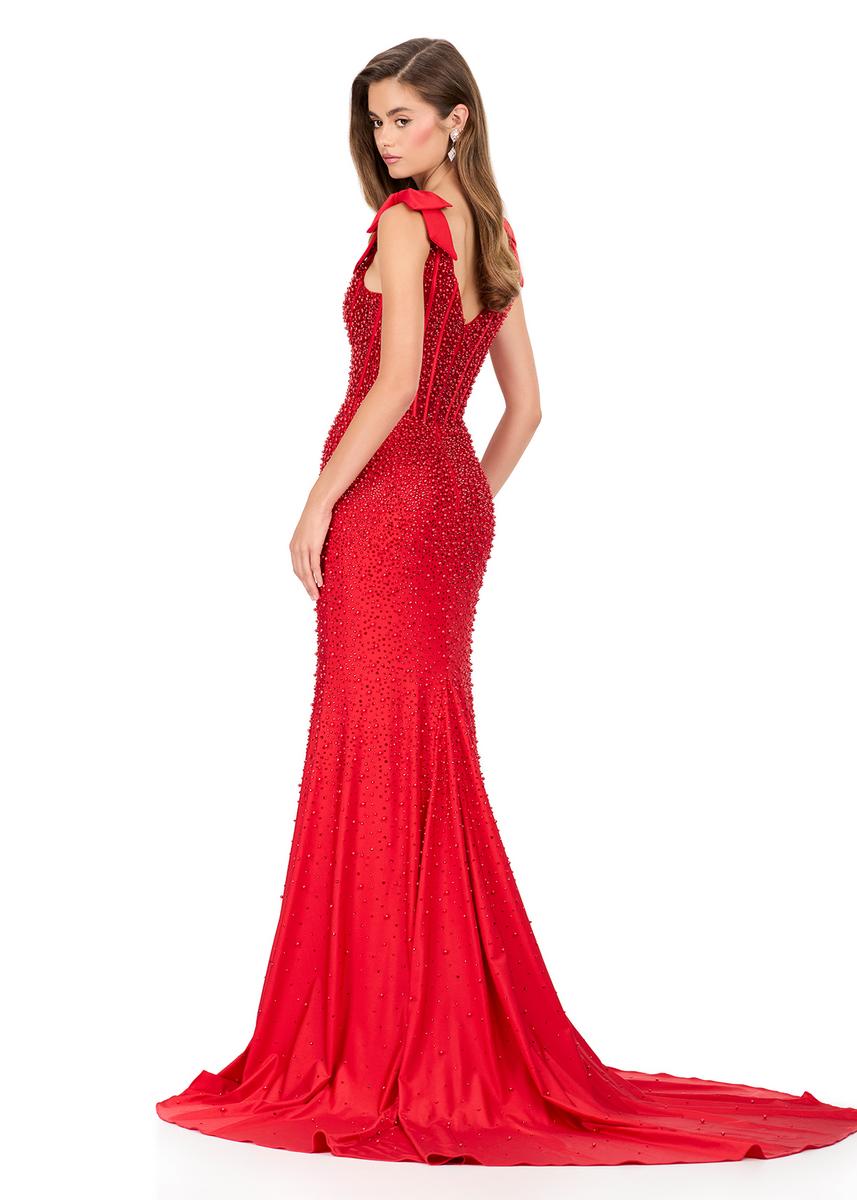 ASHLEYlauren Beaded Corset Bow Prom Dress 12179