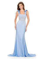 ASHLEYlauren Beaded Corset Bow Prom Dress 12179
