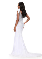 ASHLEYlauren Beaded Corset Bow Prom Dress 12179