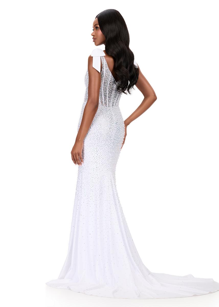 ASHLEYlauren Beaded Corset Bow Prom Dress 12179