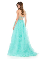 ASHLEYlauren Crinkle Organza Corset Prom Dress 12307