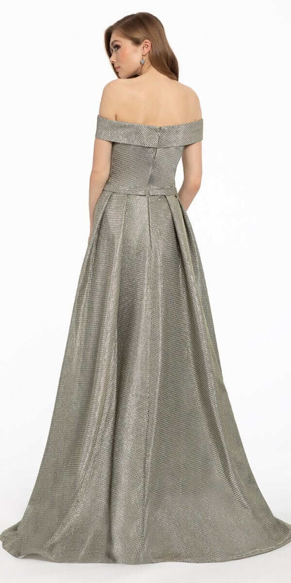 Off the Shoulder Metallic Shimmer Dress