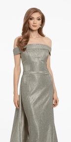 Off the Shoulder Metallic Shimmer Dress