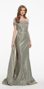 Off the Shoulder Metallic Shimmer Dress