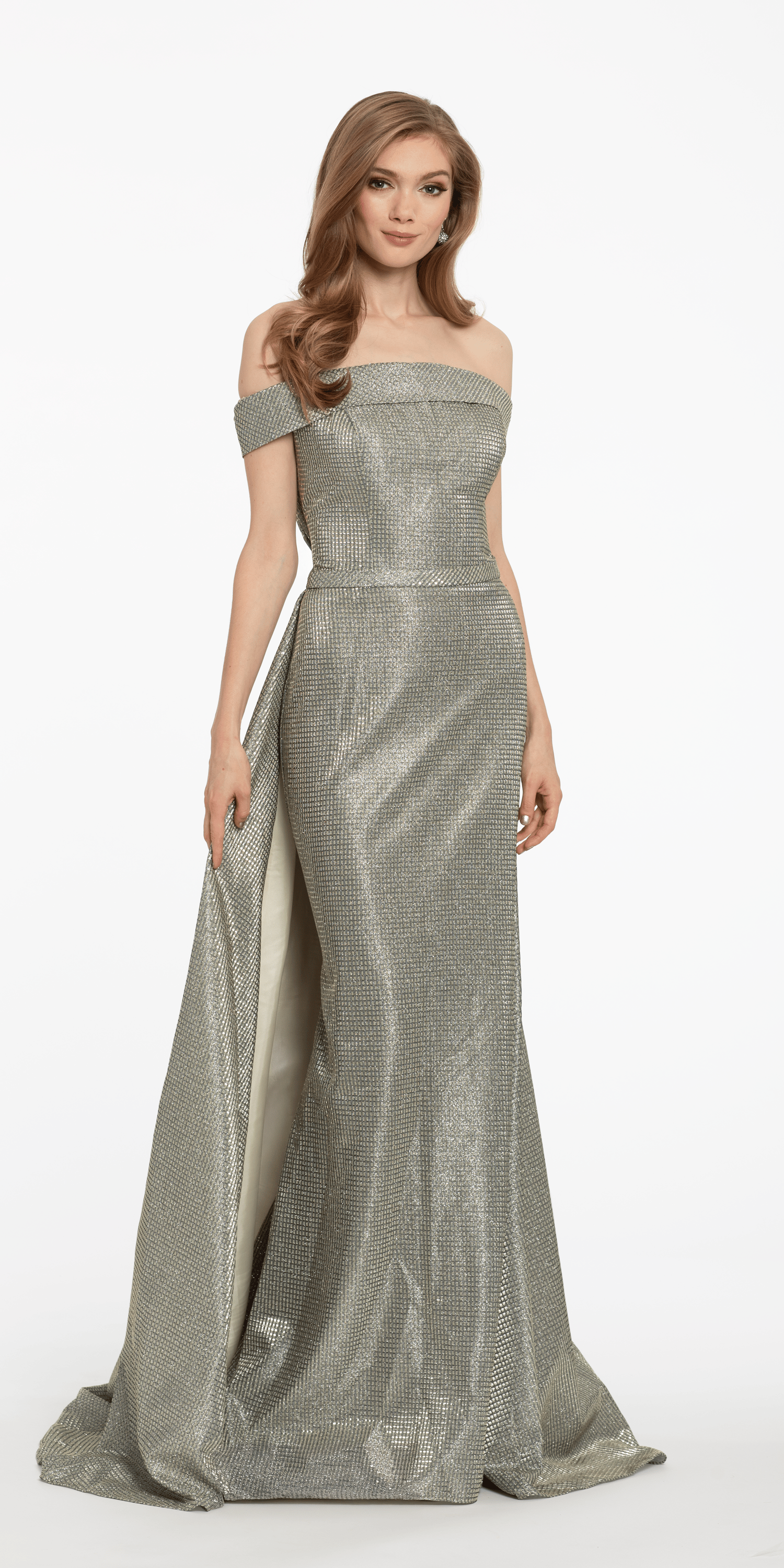 Off the Shoulder Metallic Shimmer Dress