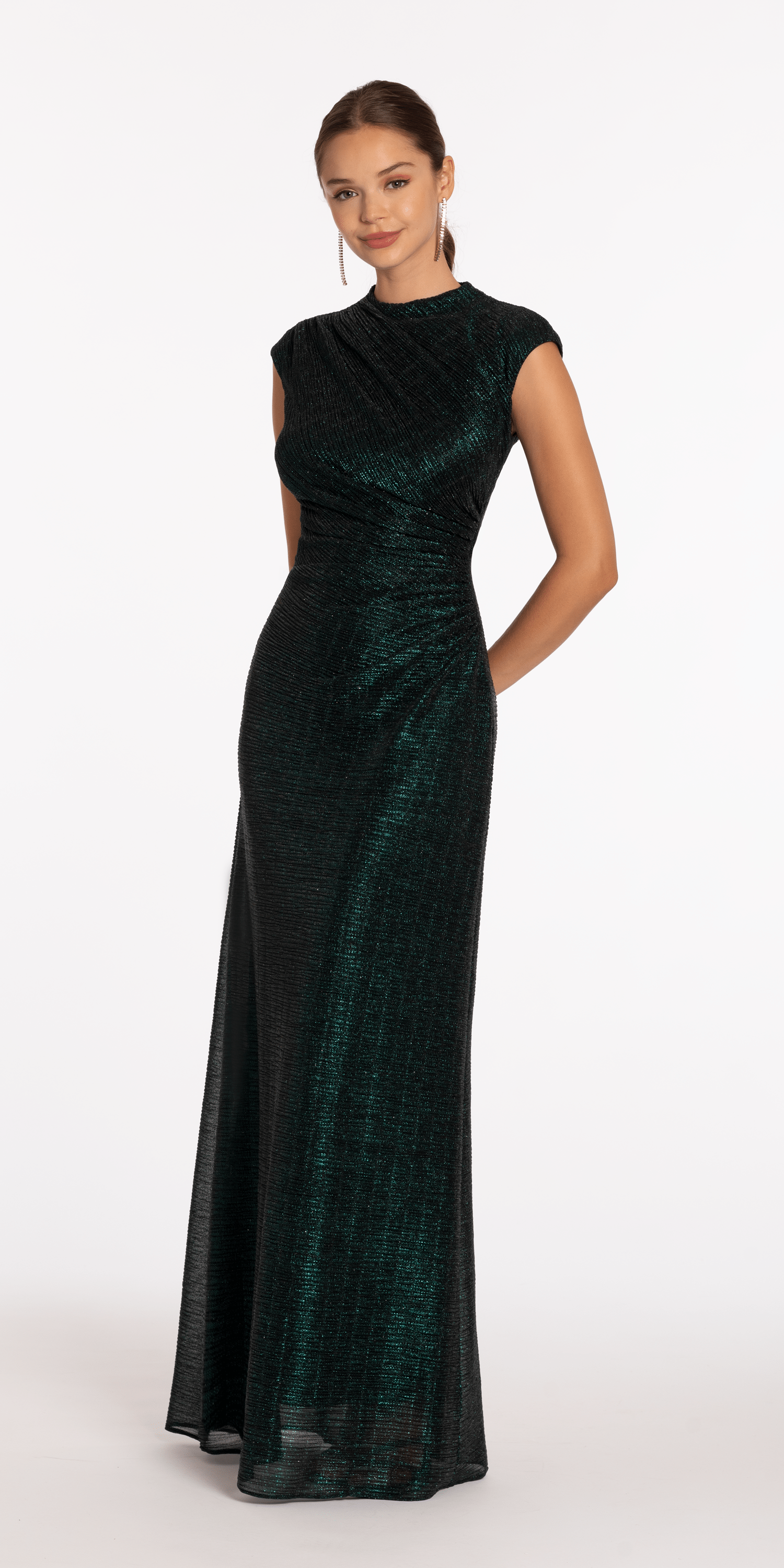Crinkle Knit Cap Sleeve Column Dress