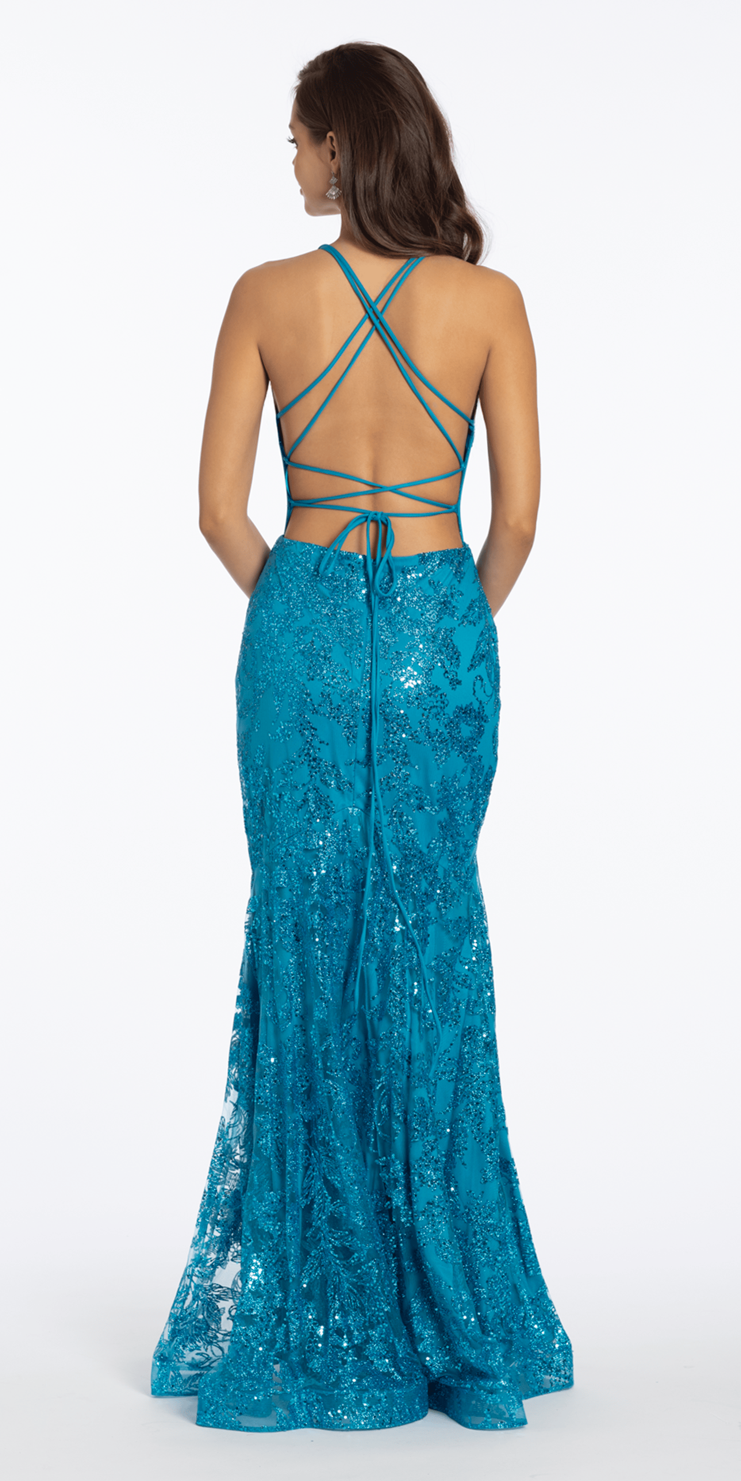 Glitter Corset Lace Up Back Mermaid Dress