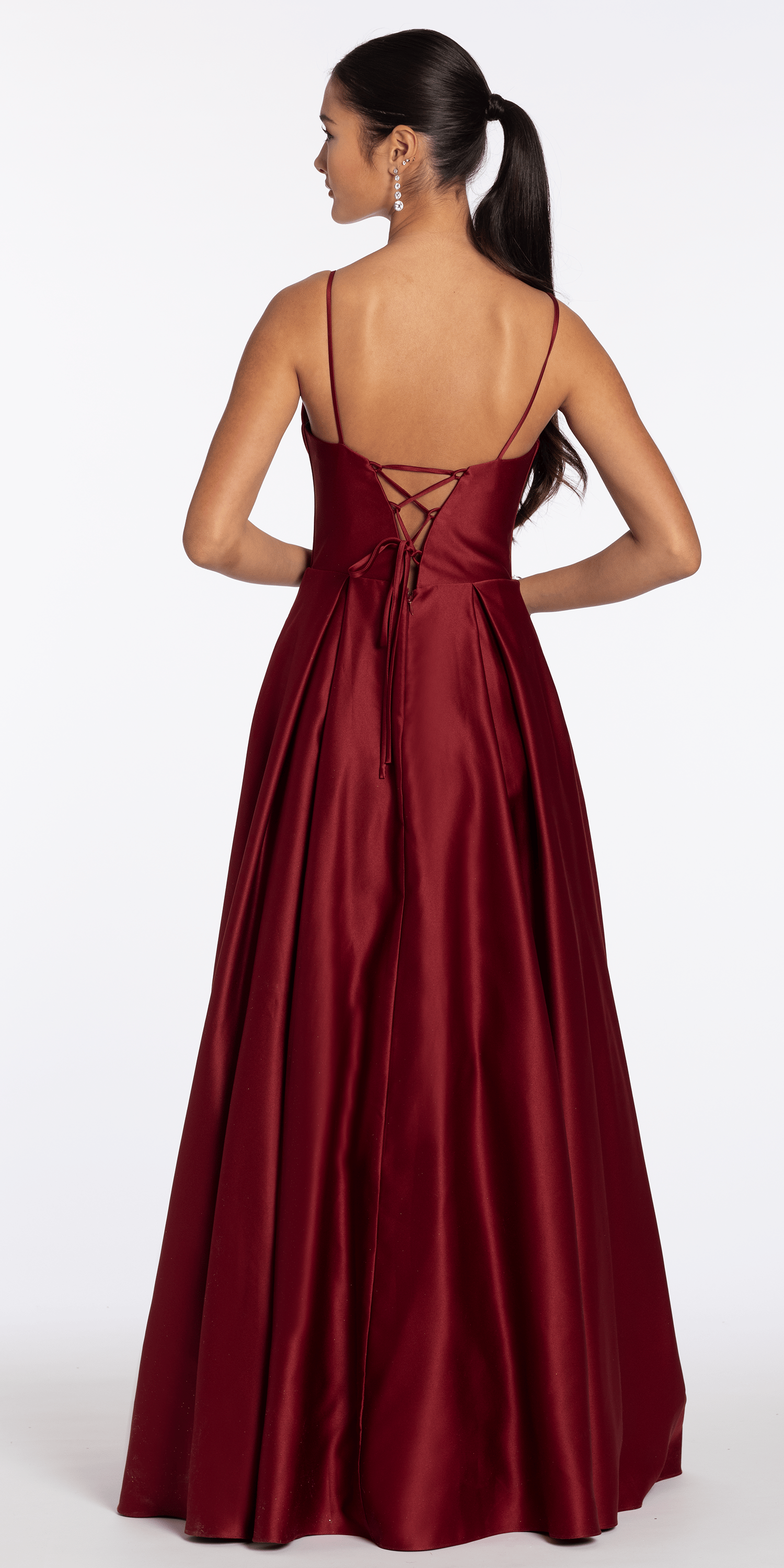 Satin Embroidered Sweetheart Corset Ballgown with Pockets