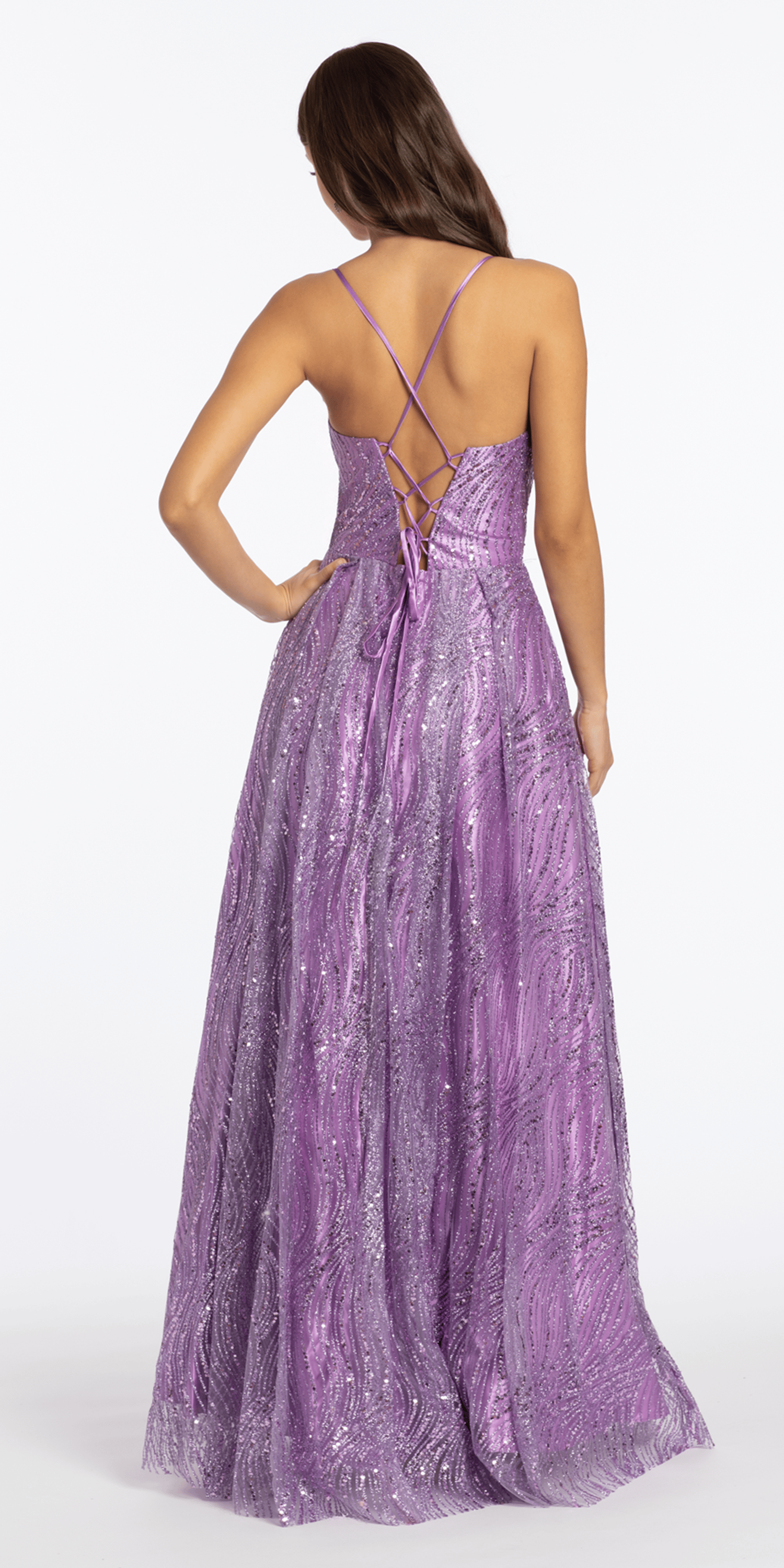 Swirl Glitter Mesh Sweetheart Ballgown with Pockets