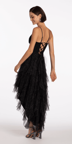 Sweetheart Glitter Mesh Corset High Low Dress