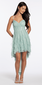 Sweetheart Glitter Mesh Corset High Low Dress