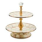 Mocha Check Two Tier Sweet Stand by MacKenzie-Childs