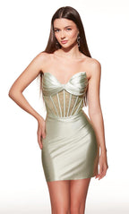 Alyce Paris Satin Beaded Corset Mini HoCo Dress 40054
