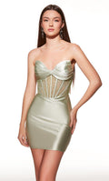 Alyce Paris Satin Beaded Corset Mini HoCo Dress 40054