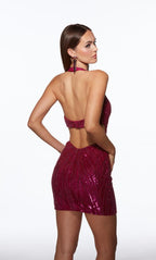 Alyce Paris Hot Fix Halter Neck Mini Dress 40096