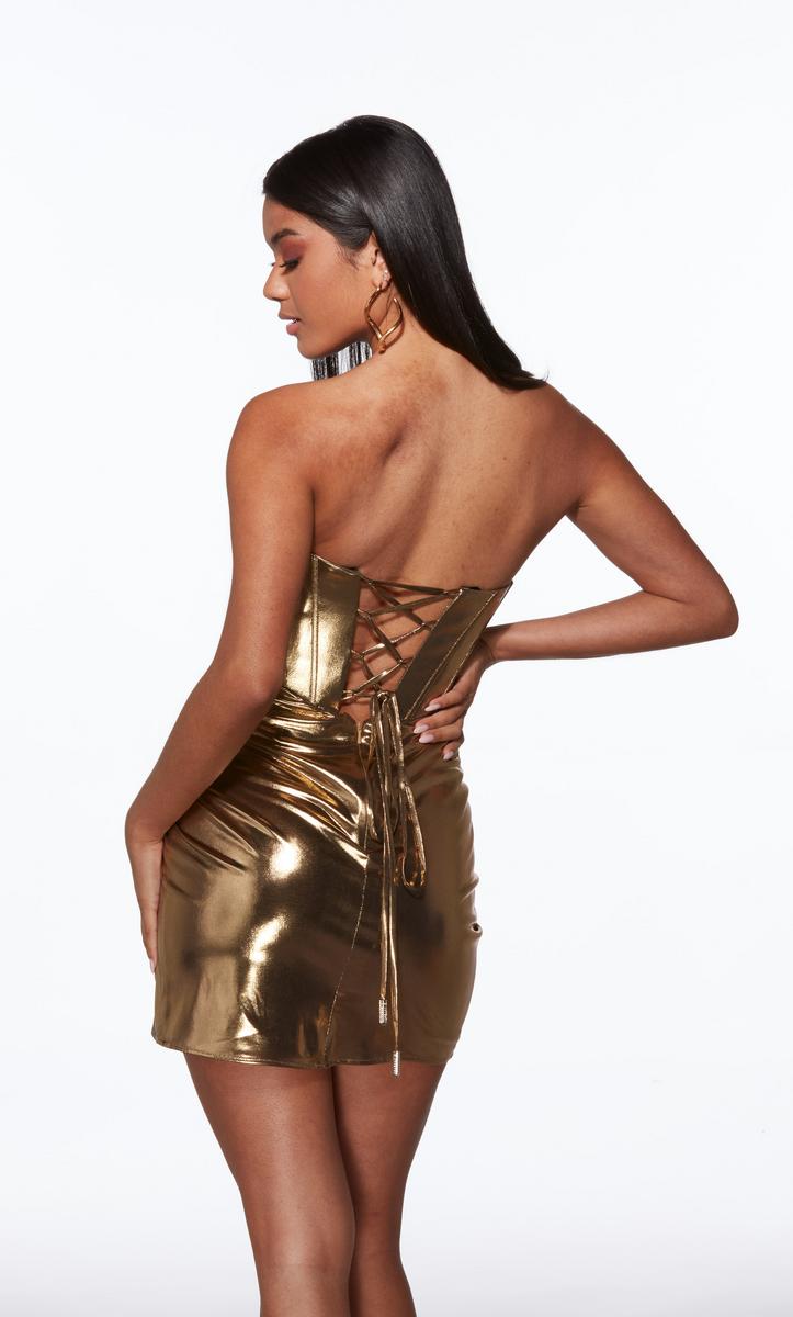 Alyce Paris Shiny Strapless Mini HoCo Dress 40124