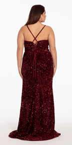 Sequin Lace Up Dress with Side Slit
