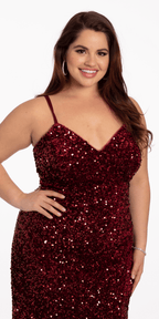 Sequin Lace Up Dress with Side Slit