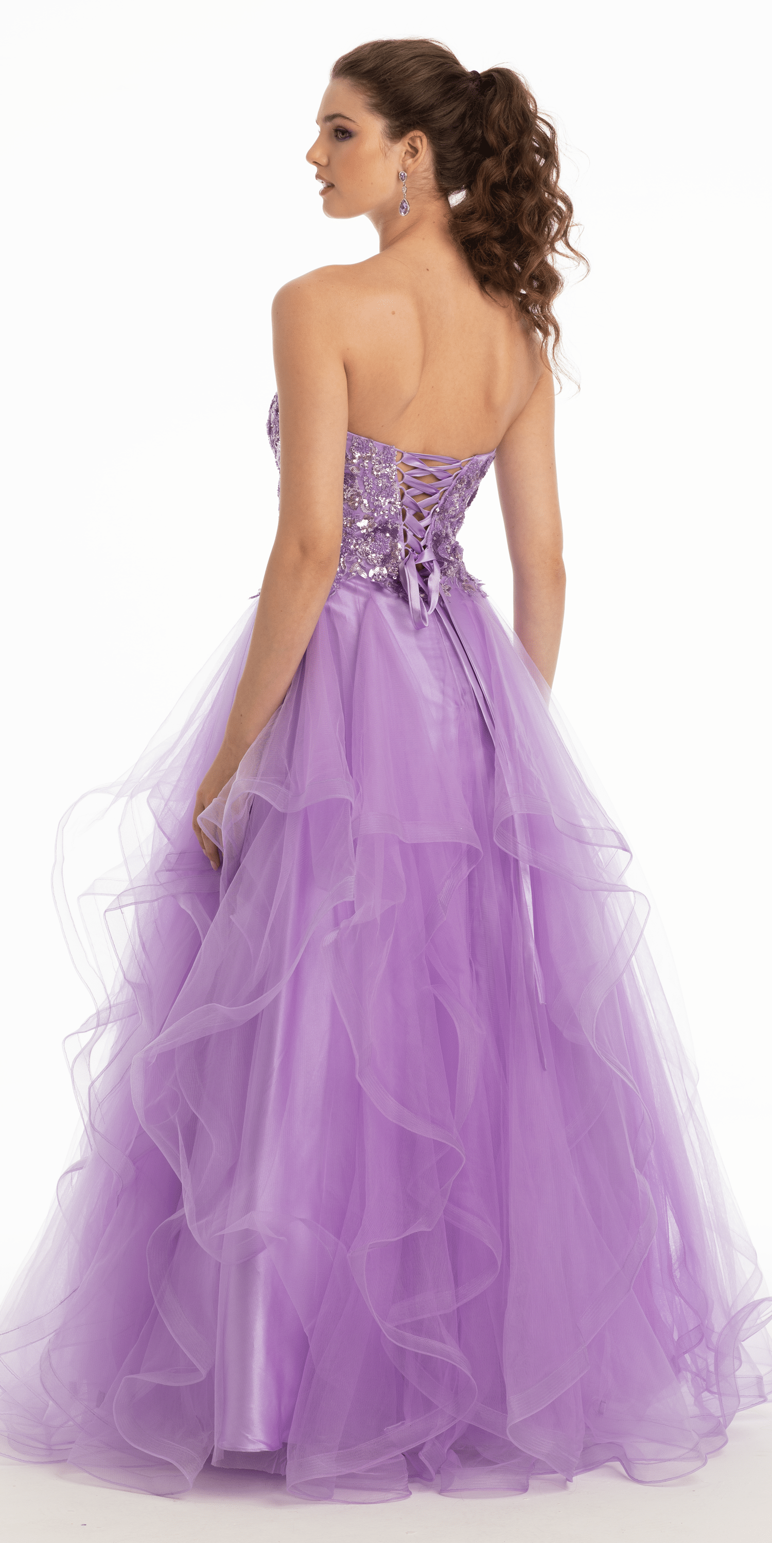 Tulle Sweetheart Floral Sequin Tiered Ballgown