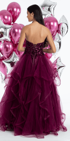 Tulle Sweetheart Floral Sequin Tiered Ballgown