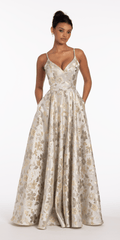 Sweetheart Floral Jacquard A Line Lace Up Back Dress