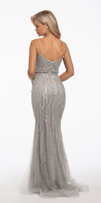 Sweetheart Glitter Mesh Rhinestone Column Dress