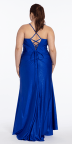 Glitter Stretch Sweetheart Corset Column Dress with Rhinestones
