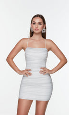 Alyce Paris Mesh Ruched Square Neck HoCo Dress 4570
