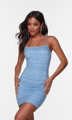 Alyce Paris Mesh Ruched Square Neck HoCo Dress 4570
