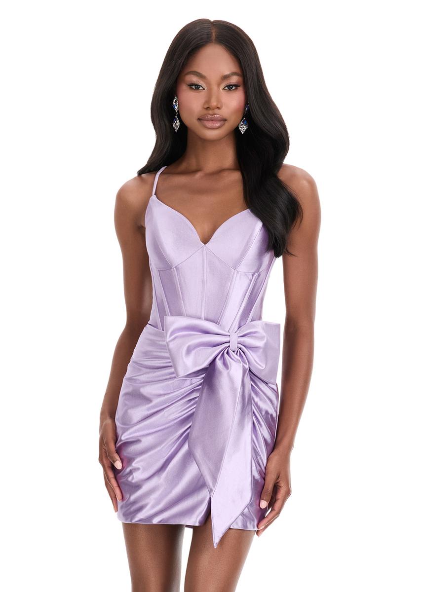 ASHLEYlauren Corset Bow Homecoming Dress 4827