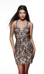 Alyce Paris Floral Sequin Homecoming Dress 4882