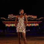 Alyce Paris Floral Sequin Homecoming Dress 4882