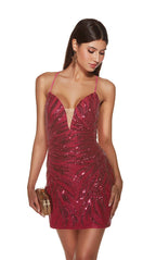Alyce Paris Pattern Sequin Homecoming Dress 4889