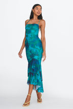 Avalee Layered Hem Mesh Dress Green