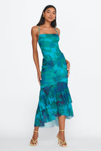 Avalee Layered Hem Mesh Dress Green