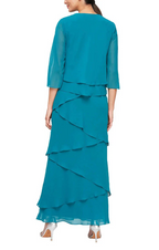 Alex Evenings Chiffon Tiered Tank Jacket Dress 8492001
