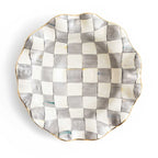 Handmade Sterling Check Medium Ceramic Fluted Serving Bowl