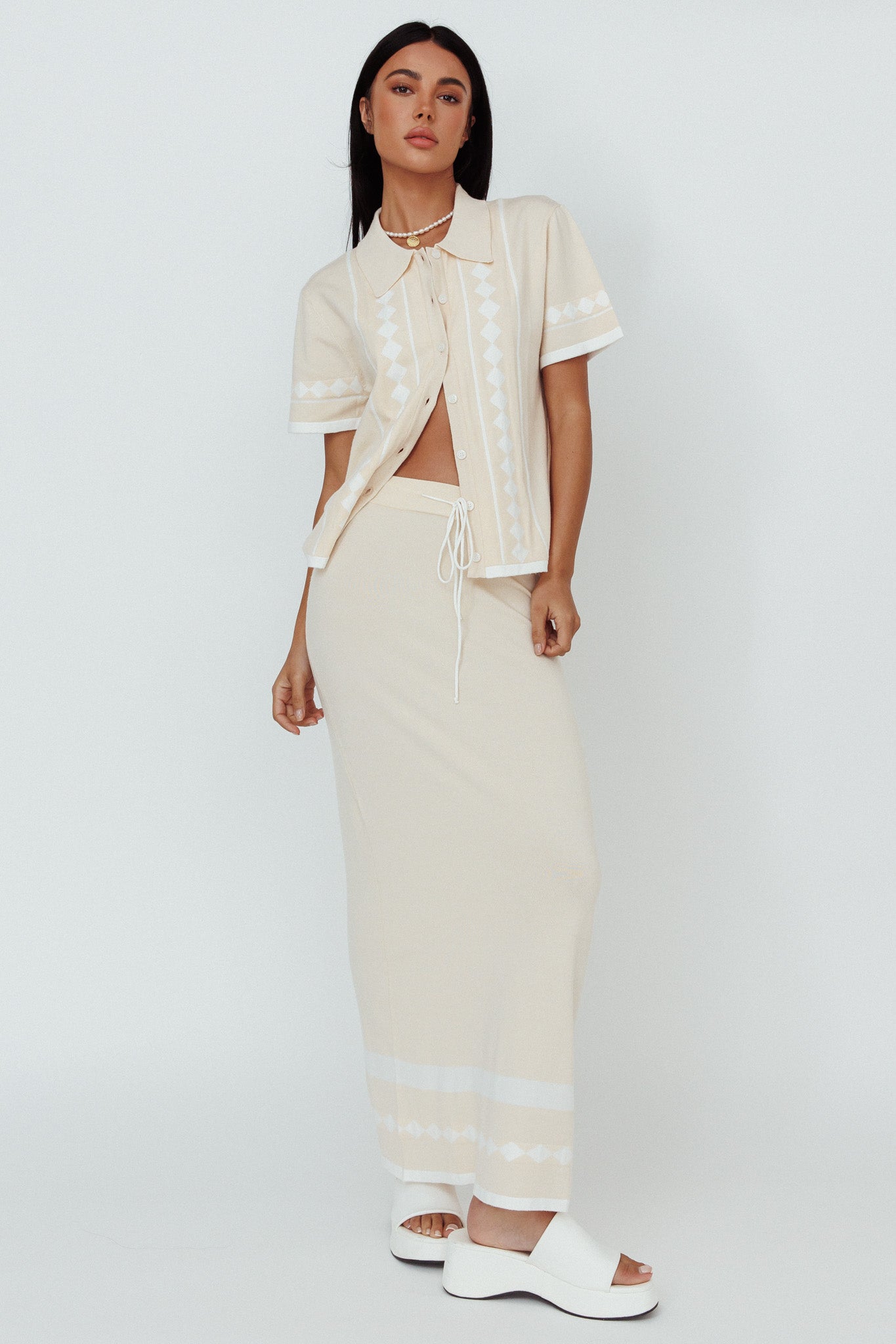 Amalfi Sun Knit Button-Up Shirt Sand