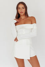 Adalis High Waist Wrap Front Shorts Off White