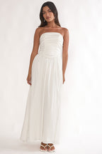 Adalynne Strapless Bow Back Maxi Dress White