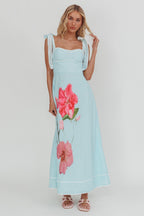 Averin Tied Shoulder Maxi Dress Flower Mint