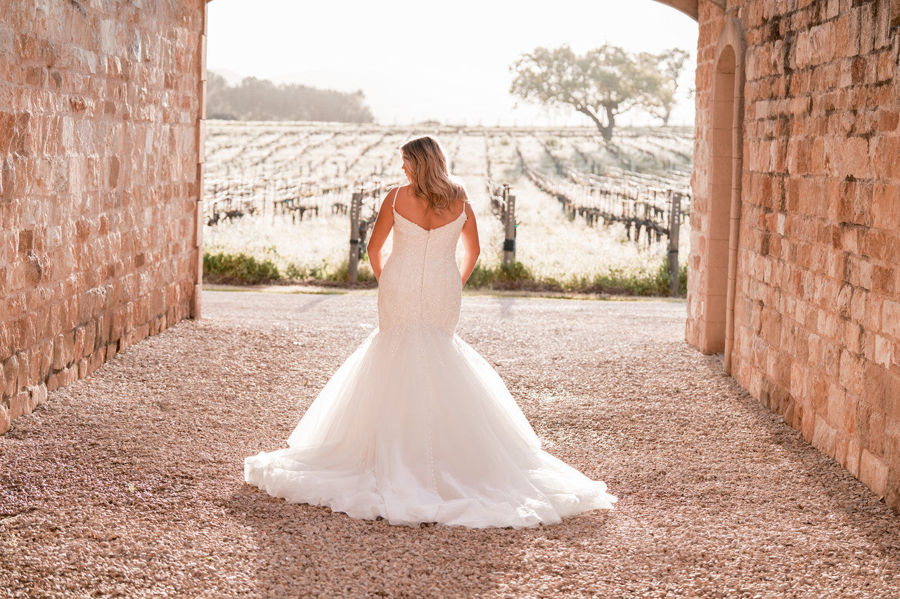 Allure Bridals Fit and Flare Lace Bridal Gown A1260