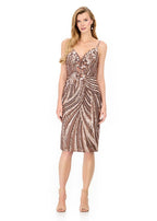 ASHLEYlauren Beaded Knee Length Thin Strap Dress E4934