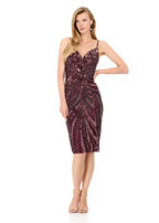 ASHLEYlauren Beaded Knee Length Thin Strap Dress E4934