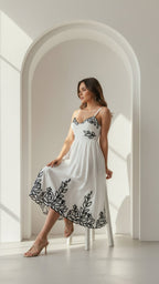 Elara Embroidered Midi Dress
