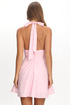 As It Was Halterneck A-Line Mini Dress Pink